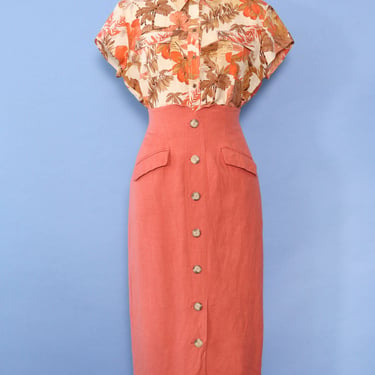 Salmon Notch Waist Pencil Skirt S