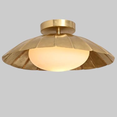 MCM Style Brass Flush Mount Ceiling Lighting Fixture 