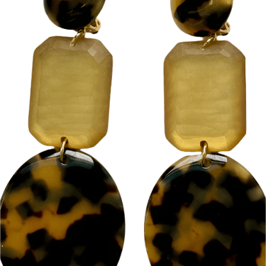 Large French Tortoise Gold Resin Earrings