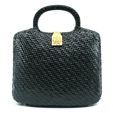 Black Wicker Top Handle Bag
