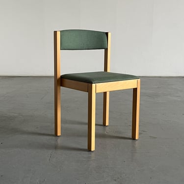 Vintage Mid-Century Modern Dining Chair, Light Green Upholstered Fabric and Wood, 1980s Austria 