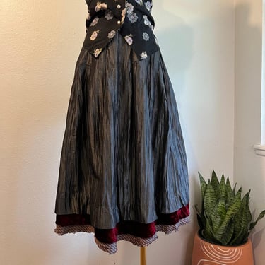 Flatiron Workshop Metallic USA Made French Fabric Layered A Line Skirt Size 2 