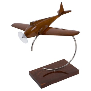 French Art Deco Wooden Airplane Aviation Model, 1930s