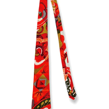 Vintage KANAKA Hawaiian Barkcloth Necktie ~ Tiki / Aloha ~ Rockabilly ~ VLV ~ Made in Hawaii ~ Tie 