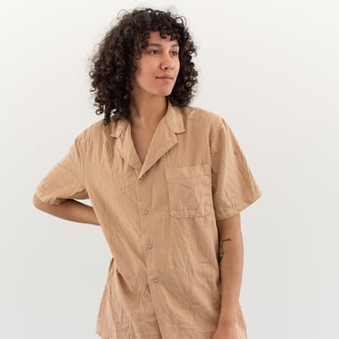 Vintage Peach Snap Button Rinsed Short Sleeve Work Shirt | UNISEX Utility Shirt | Workwear Overdye | S M | 