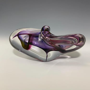 Glass Art -Free form twist &  Hand-Blown Glass Sculpture by Artist David Goldhagen Signature and Dated 1/91 