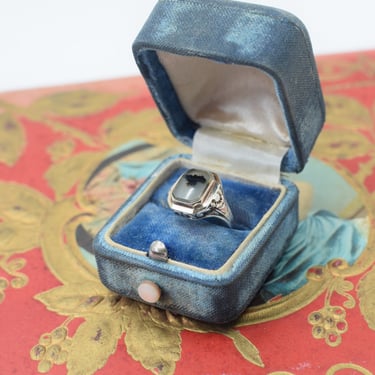 Antique Art Deco Sterling, 14kt and Agate Ring by Ostby Barton | US 5 