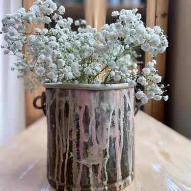 Beautiful rustic charm old French paint bucket 