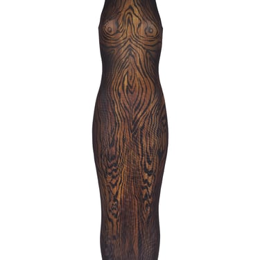 Jean Paul Gaultier Women Long Dress Double Layer Printed Wood