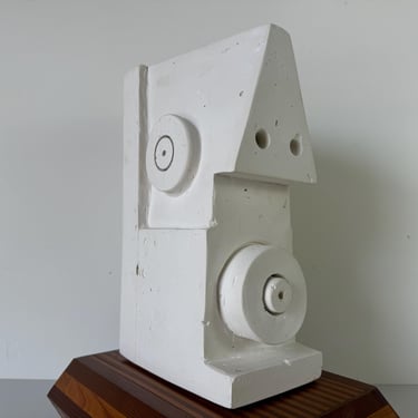 Modernist Geometric Abstract Head Plaster Sculpture 