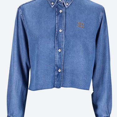 Miu Miu Women Denim Long Sleeve Shirt