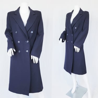 Early 1980's Navy Blue Double Breasted Wool Overcoat I Coat I Jacket I Trench Coat I Sz Med I Guards Coat 