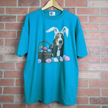 Vintage 90s Easter Doggie ORIGINAL Cute Dog Tee - Extra Large 