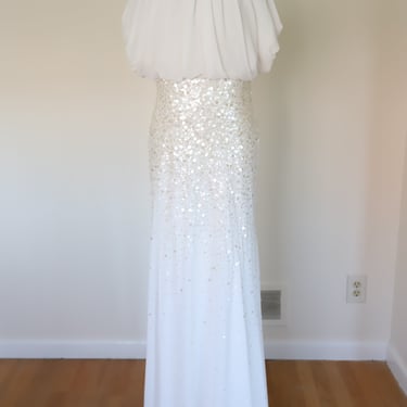 Vintage Mignon Silk Drape Sequin Bridal Gown