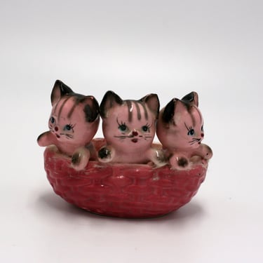 vintage pink kittens in a basket California Creations by Bradley 