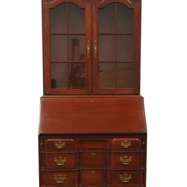 PENNSYLVANIA HOUSE Solid Cherry Traditional Style 38" Block Front Secretary Desk w. Pediment Display Hutch 12-1409 