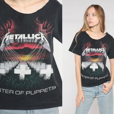 Vintage Metallica Shirt Y2K Master of Puppets Tshirt Metal Band Rock Concert Music Graphic Tee Eddie Munson Stranger Things 00s Small S 