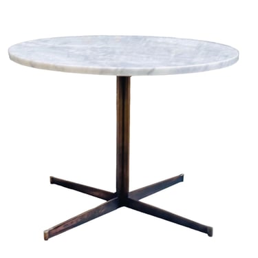 Calacatta Marble and Solid Bronze Base Side/End Table, 1970