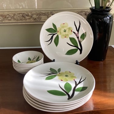 Joni Dixie Dogwood Dinner Plates and Dessert Bowls 