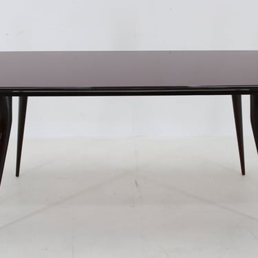 1950s Italian Dining Table in Ico Parisi Style with Glass Top 