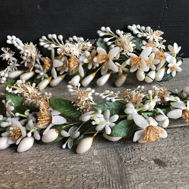 French Floral Bridal Sprays, Wedding Spray Tiara, Crown, Couronne, Wax Flower Buds, Bridal Flowers 