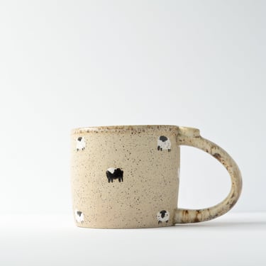 Sheep Mug with one Black Sheep - Handmade Ceramic Mug 