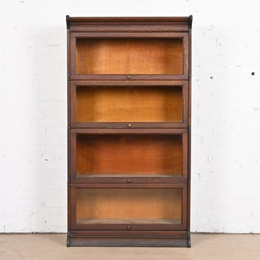 Antique Arts & Crafts Oak Four-Stack Barrister Bookcase by Gunn, Circa 1920s