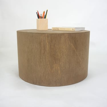 Circular Round Coffee Table Modern Round Low Coffee Table Drum Table Extra Seating- Aged Oak 