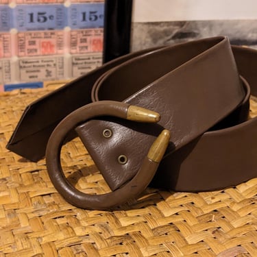 Unique Vintage Brown Leather Belt 