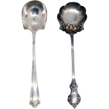 Antique Two American Manchester Silver Co. Sterling Silver Jelly / Preserve Spoons 