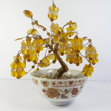 Vintage Lucite Flowers and Leaves Bonsai Tree - Decorative Japanese Lucite Bonsai Tree 