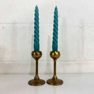 Vintage Brass Set of Two Candle Holders Candlesticks Retro Tulip Decor Mid-Century Hollywood Regency Candleholder MCM 1970s 