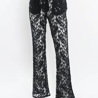 Lace Sequin Embroidered Sheer Pant
