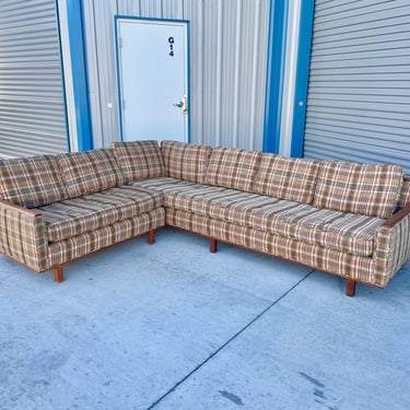 1960s Mid Century Walnut L-Shape Sectional 