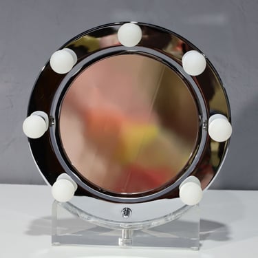 Charles Hollis Jones Lucite and Chrome Makeup Mirror with Magnifying Feature