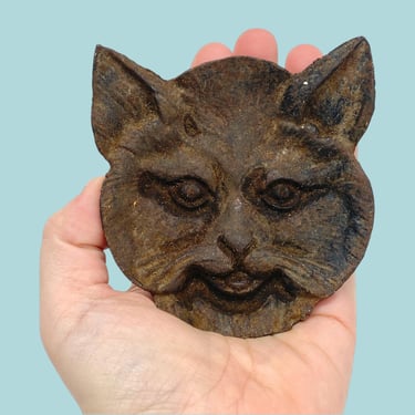 Vintage Cat Head Ashtray Retro 1940s Farmhouse + Virginia Metalcrafters + Bob Cat + 3-8 Iron + Trinket or Coin Dish + Cat Lover + Home Decor 