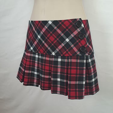 Vintage Y2K Red Plaid Mini Skirt 