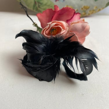Vintage millinery flowers~ Floral adornment sewing hats hair decor antique silk flowers assorted 30’s 40’s 50’ 60’s pink black feather 