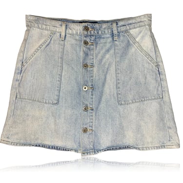 90s Light Wash High Waisted Denim  Button Down Mini Skirt // Lucky Brand // Size 12 
