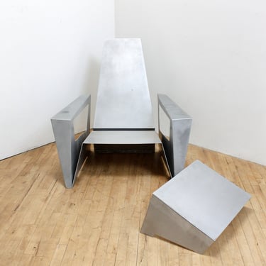 Sculptural Chair and Ottoman Space Age Aluminum Adirondack Set 