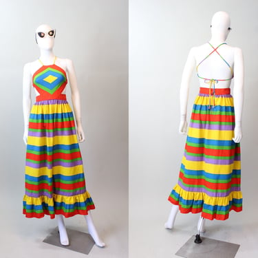 1970s 1972 Spring OSCAR de la RENTA halter dress xs | new spring 