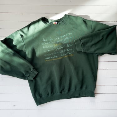 green vintage sweatshirt 90s vintage Chicago Symphony Orchestra signature sweater 