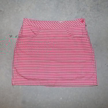 Vintage Y2K Pink Plaid High Waisted Mini Skort Preppy Style Golf Skirt Small 