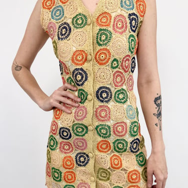 60s Colorful Macrame Dress