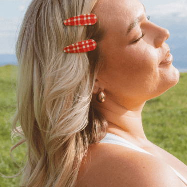Bright Red Gingham Snap Clips