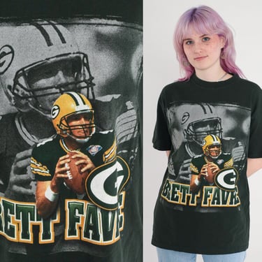 90s Brett Favre Shirt Green Bay Packers Shirt Starter Football T Shirt 1990s Nfl Streetwear TShirt Sports Black Vintage Medium 