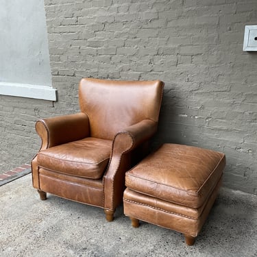 Leather Club Chair & Ottoman