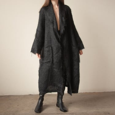 3168o / barbara bui black knit mohair shag coat / s / m / l 