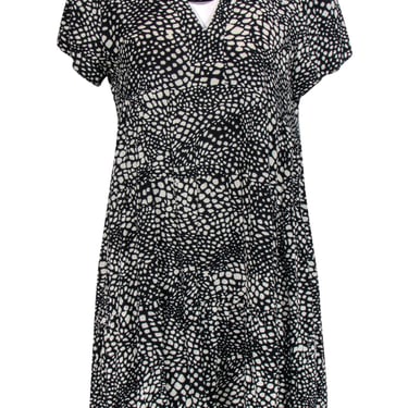 Maeve - Black & White Dot Print Shift Dress Sz MP
