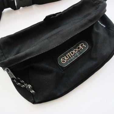 90s Outdoor Products Black Fanny Pack - Made in USA Outdoor Nylon One Strap Side Bag Unisex - Crossbody Bag 